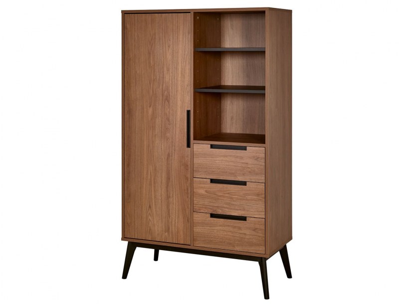 Vintage Holzschrank in Holz und Schwarz