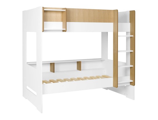 Triple bunk bed - Opus White & wood triple bunk bed + 3 Mattresses