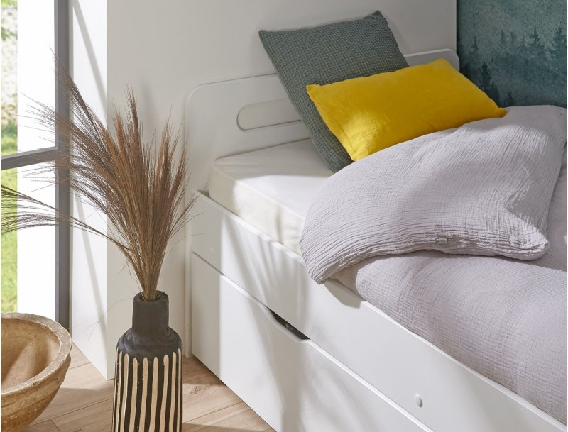 Trundle bed - Feroe White children's trundle bed + 2 Mattresses 90x190x16 cm