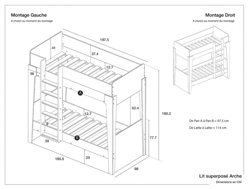Dimensioni del letto a castello Arche.