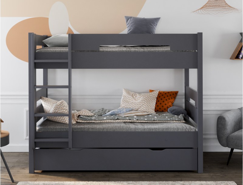 Letto a castello a 3 posti Antracite Milo
