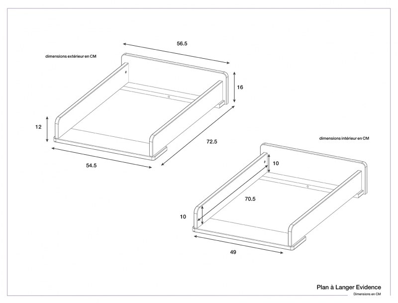 Dimensions du plan à langer Evidence