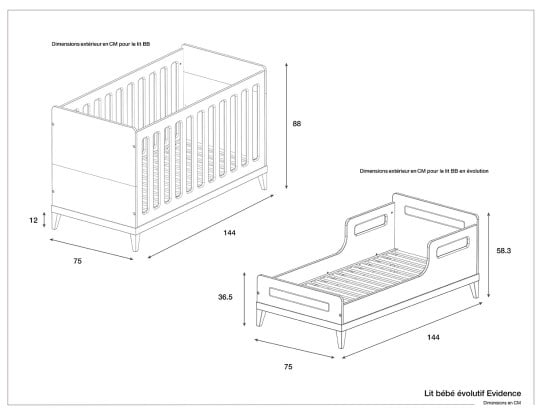 Dimensiones de la cama para bebé Evidence.