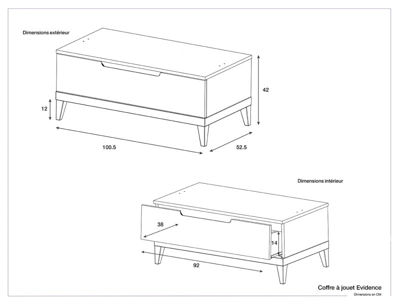 Dimensions of the Evidence toy chest.