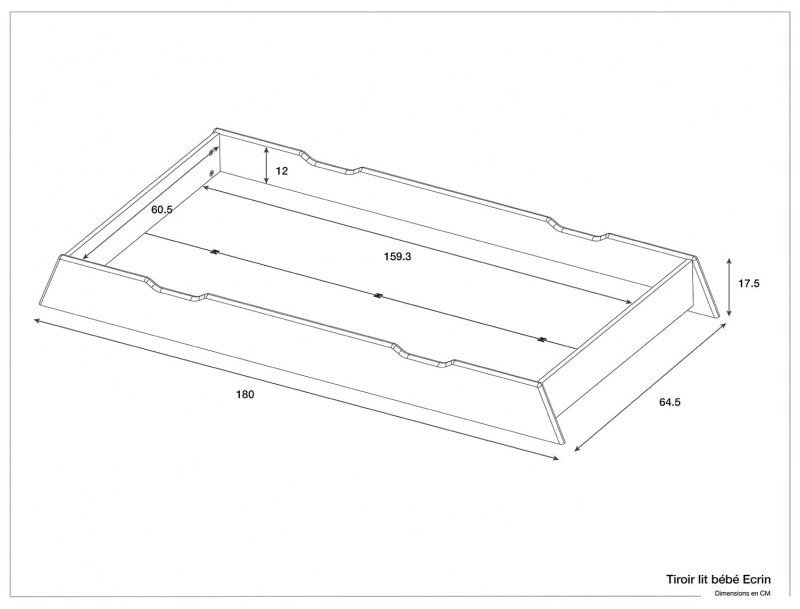 Dimensions of the Ecrin storage drawer