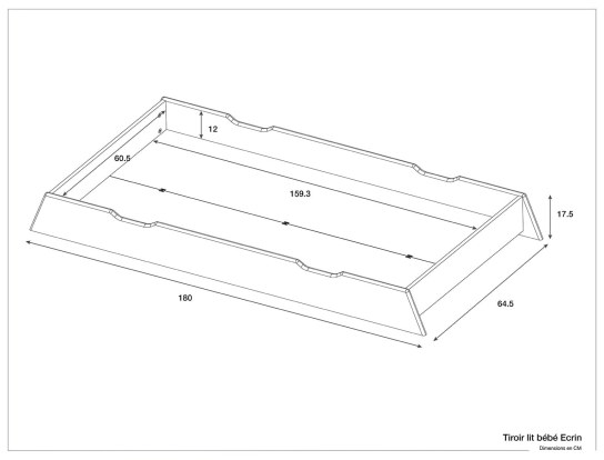 Dimensions of the Ecrin storage drawer