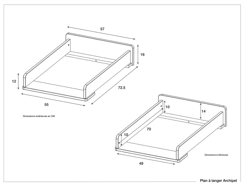 Dimensions of the Archipel changing table