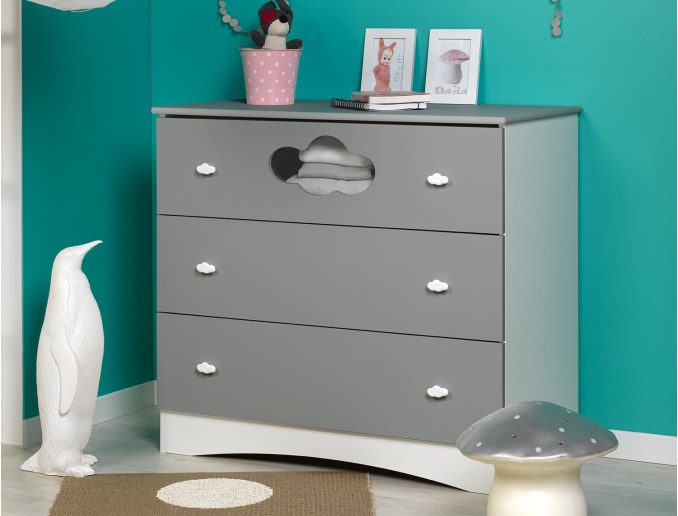 Commode bébé Altéa Gris et Blanc