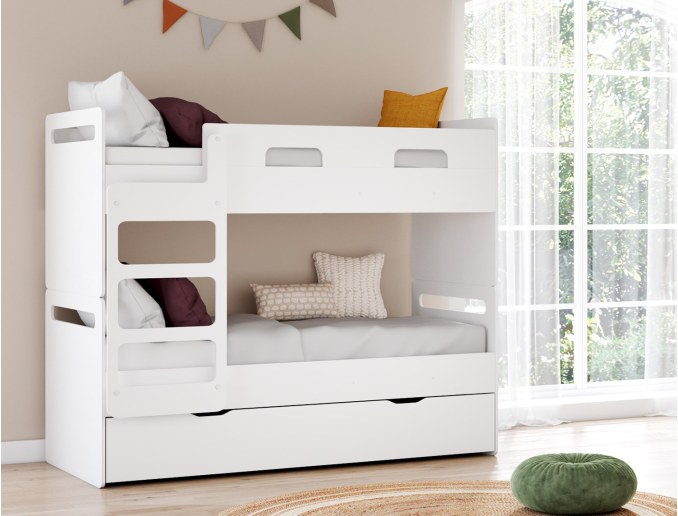 Litera separable blanca 90x190. Cajón no incluido