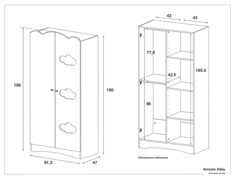 Dimensions de l'armoire Altéa Blanc