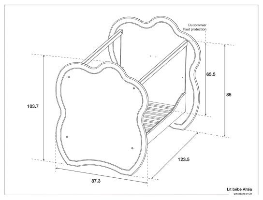 Dimensions lit bébé Altéa blanc