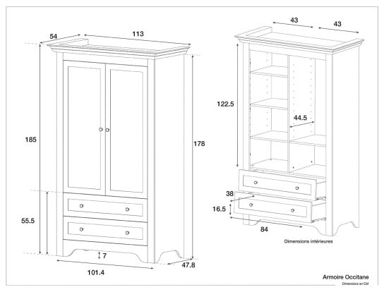 Dimensiones del armario Occitane