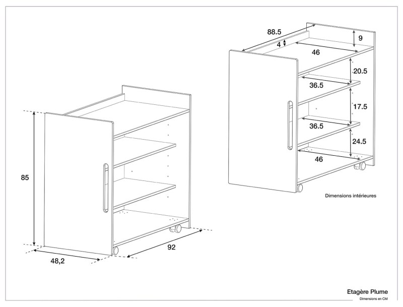 Abmessungen des Plume-Regals