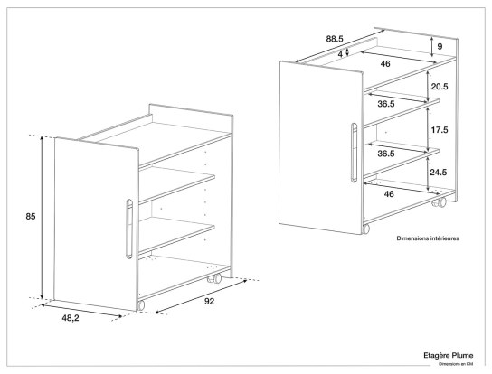 Abmessungen des Plume-Regals