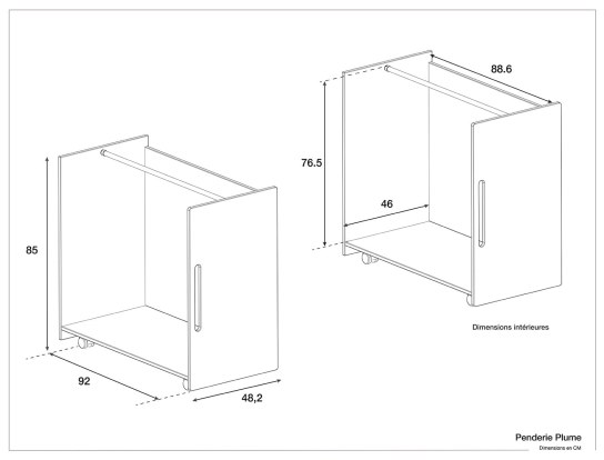 Dimensions du portant Plume