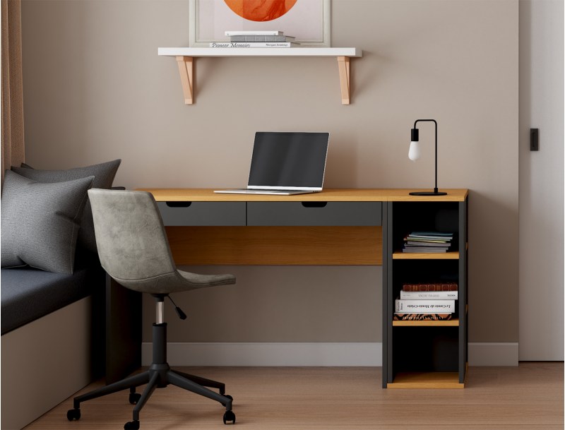 Caisson pour le bureau New Milo bois et anthracite