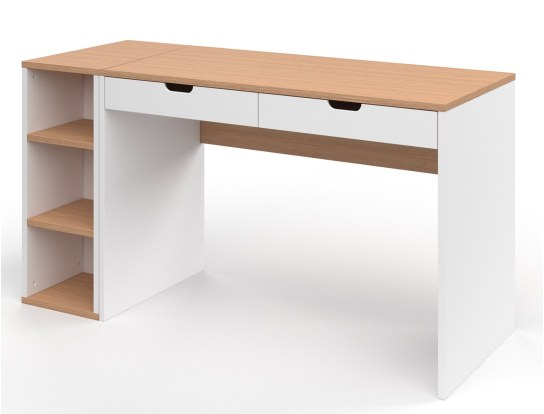 Scrivania per bambini - Scrivania Bianca e Legno con cassettiera MILOR