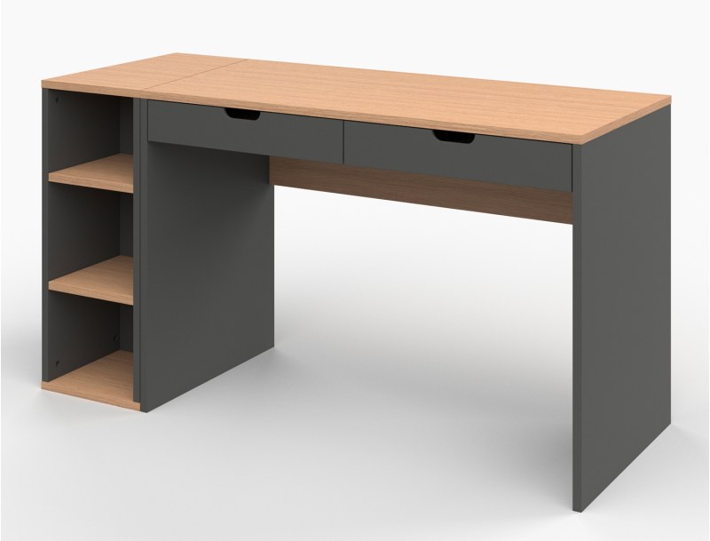 Bureau Anthracite & Bois avec caisson MILOR