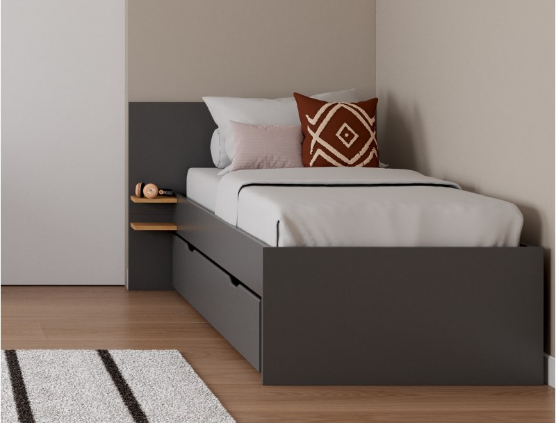 Children's bed 90x190 Anthracite Milor