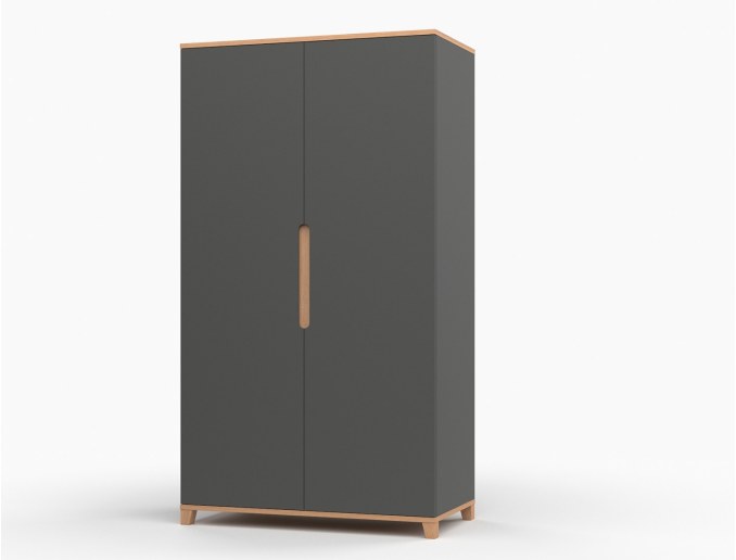 Kleiderschrank anthrazit und Holz Milor