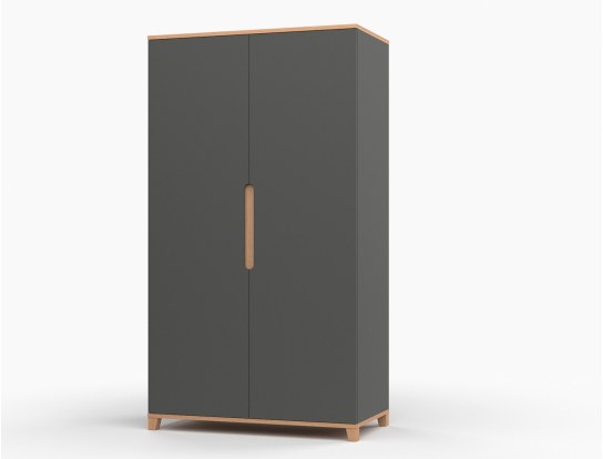 Anthracite and wood wardrobe Milor