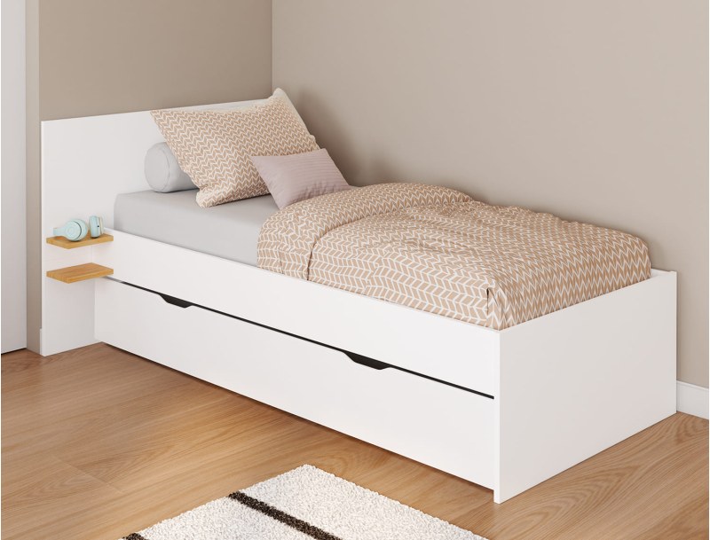 White trundle bed for children 90x190 Milor