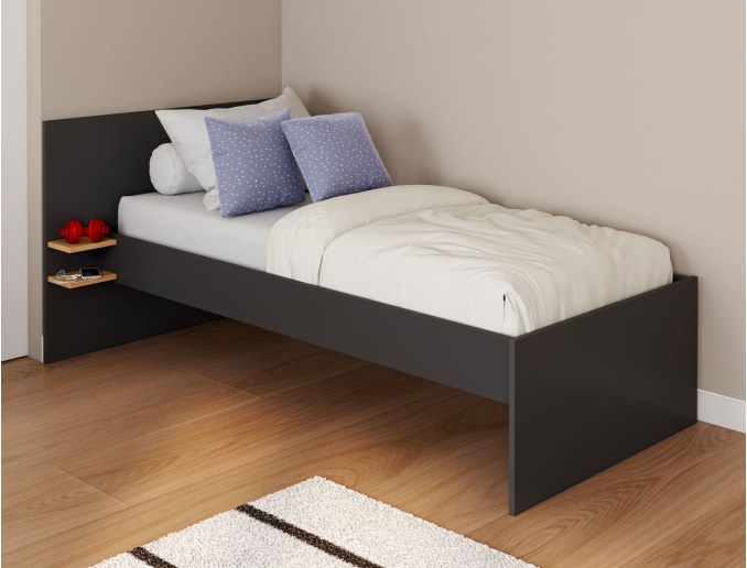 Bed 90x190 antraciet Milor