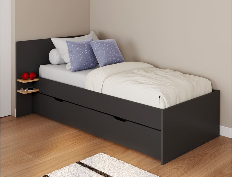 Milor Anthracite children's trundle bed 90x190