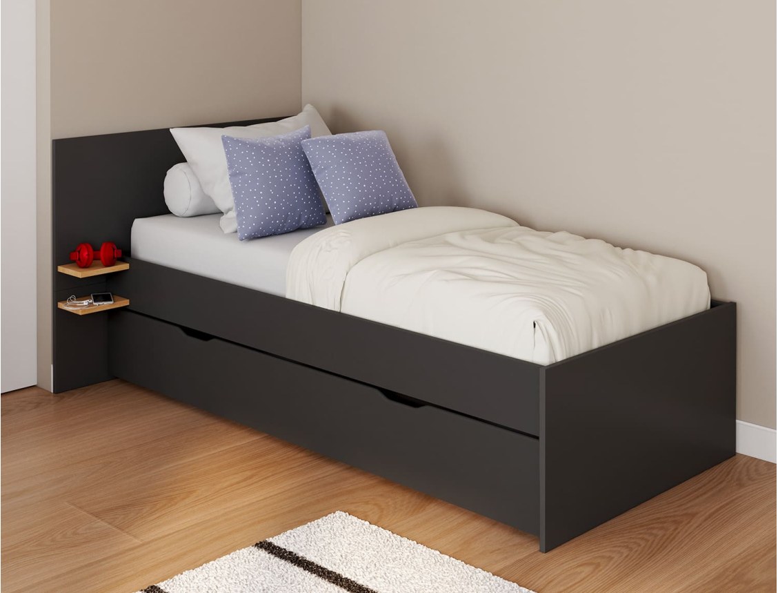 Lit gigogne enfant 90x190 Milor Anthracite