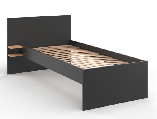 Bett 90x190 Anthrazit MILOR - mit Lattenrost geliefert