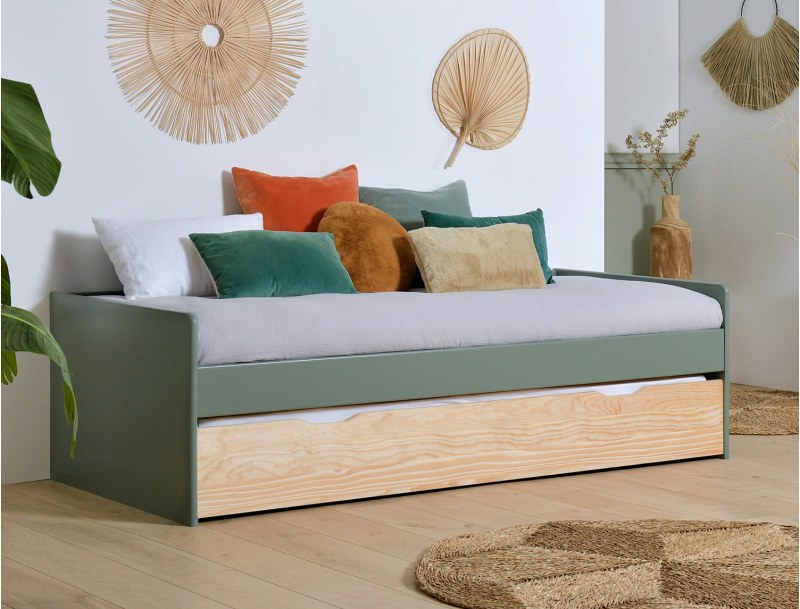 divano letto estraibile color kaki Landes