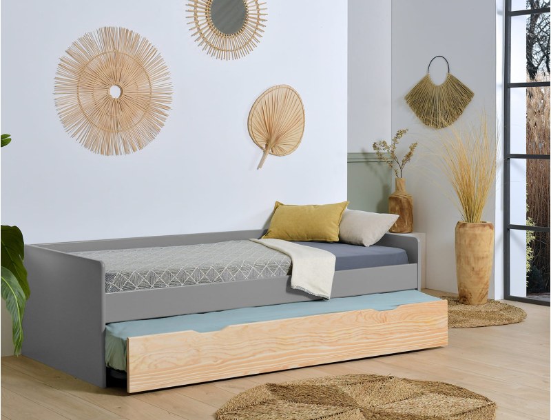 Letto estraibile Landes grigio e legno