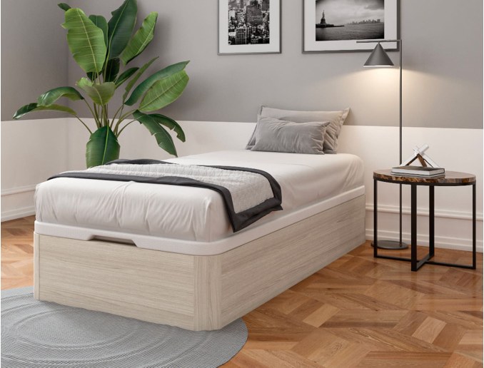 Cama con cajones 90x200 Roble blanqueado Malice