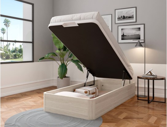 Whitewashed Oak storage bed Malice with large storage