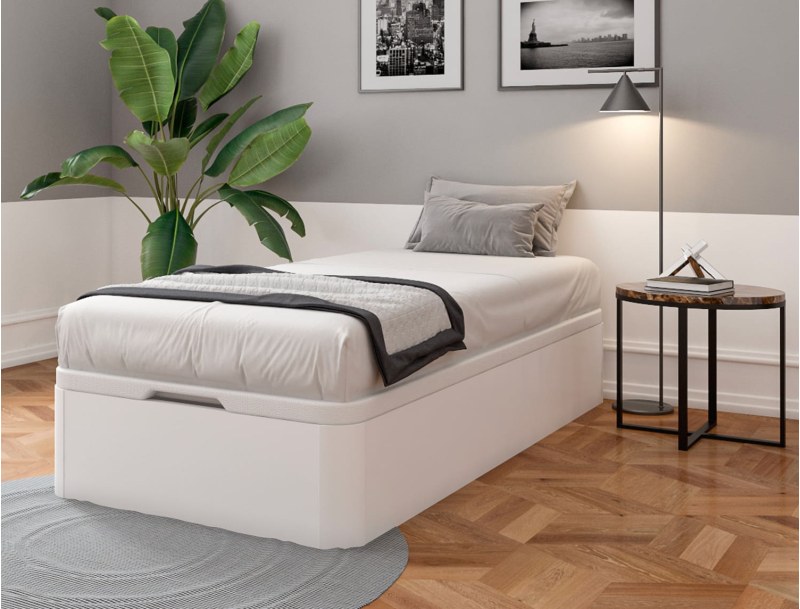 Lit coffre 90x200 TEMMA blanc : pratique, moderne et design