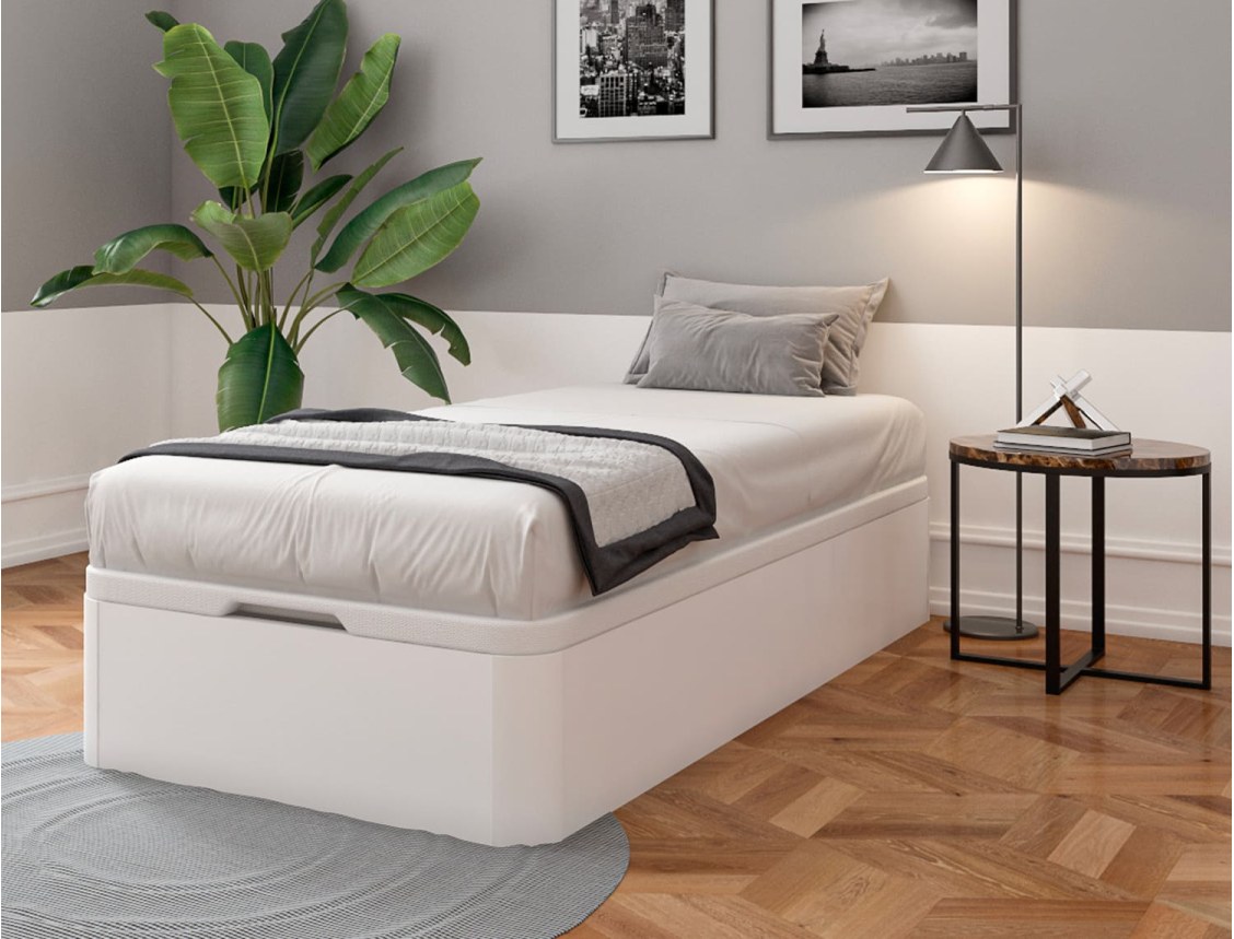 Witte opbergbed Malice voor matras 90x200 cm