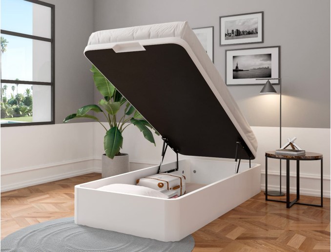 Wit opbergbed Malice 90x200 met grote opbergruimte