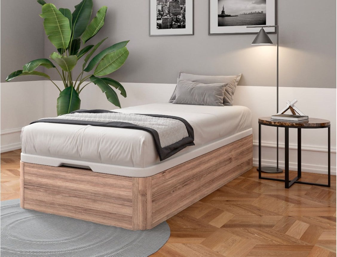 Cama baúl en roble natural Malice