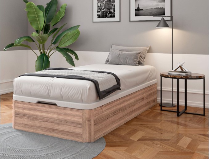 Opbergbed van natuurlijk eikenhout Malice