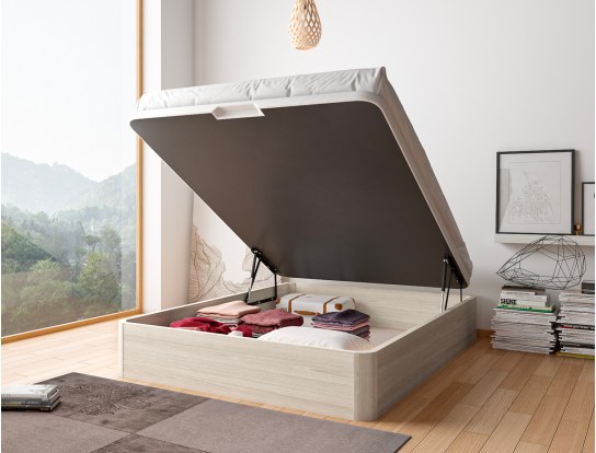 Letto contenitore in rovere sbiancato con ampio spazio contenitivo Malice