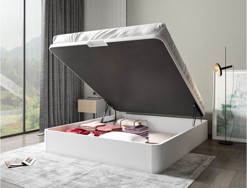 Wit opbergbed met grote opbergruimte Malice 160x200