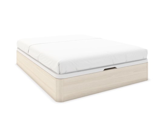 Cama con cajones de roble blanco Malice con colchón de 160x200