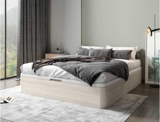Cama baúl de roble blanco Malice 160x200