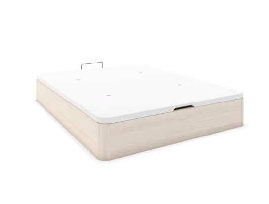 Cama con cajones y somier 160x200 en roble blanco Malice