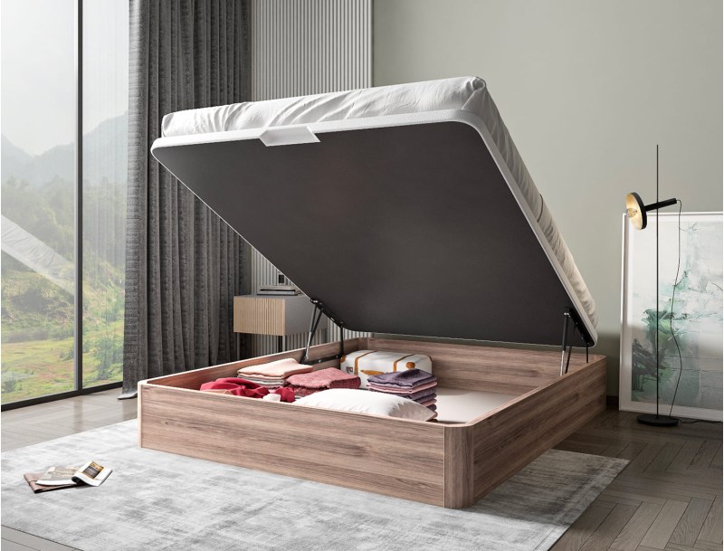 Bed met opbergruimte 160x200 in natuurlijk eiken Malice
