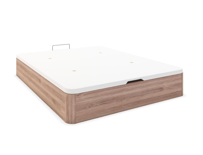 Stauraumbett mit 160x200 Lattenrost aus natürlicher Eiche Malice