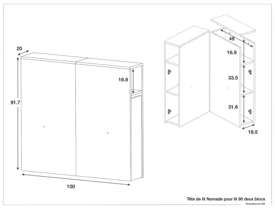 Dimensiones del cabecero Nomade para cama de 90