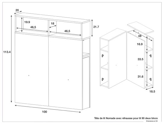Dimensiones del cabecero y su elevador.