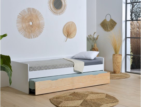 Letto estraibile bianco e legno landes