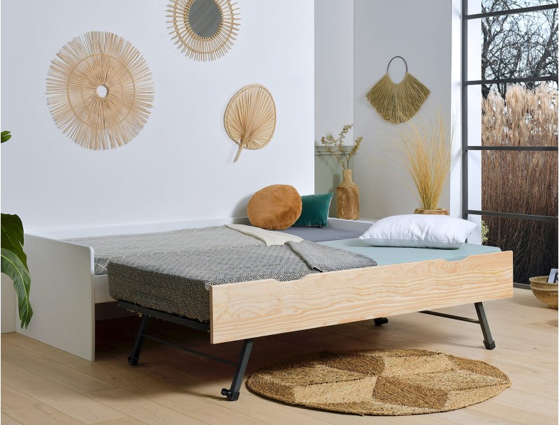 Letto estraibile bianco landes con due posti letto